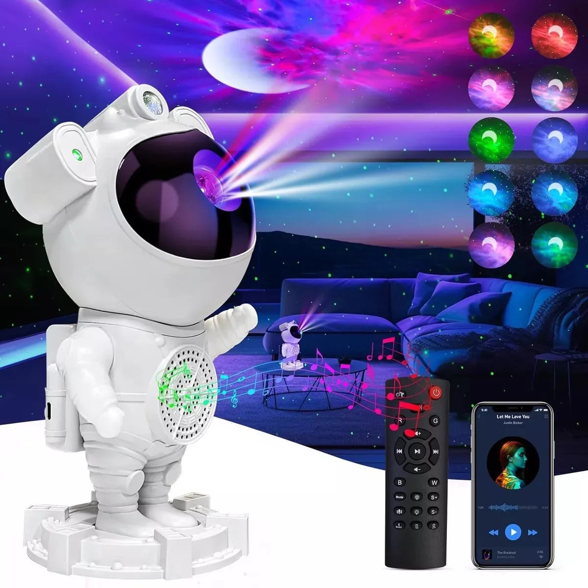 🧑‍🚀 Astronauta Proyector de Estrellas 🌌 Con Nebulosa, Control y Temporizador ⏰