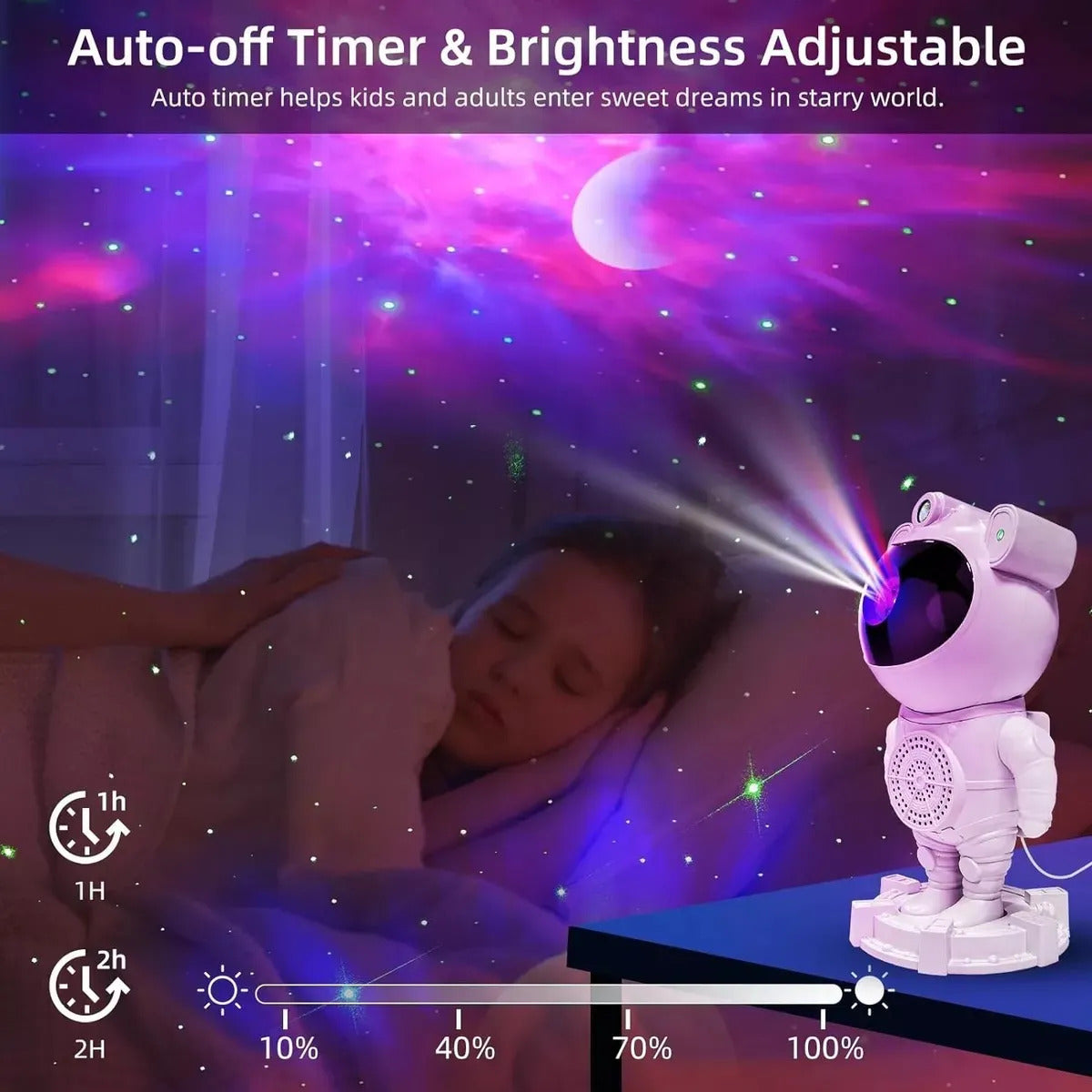 🧑‍🚀 Astronauta Proyector de Estrellas 🌌 Con Nebulosa, Control y Temporizador ⏰